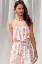 Bianca Strapless Jumpsuit with Ruffle Hem - Cream/Blush