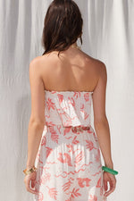 Bianca Strapless Jumpsuit with Ruffle Hem - Cream/Blush
