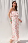 Bianca Strapless Jumpsuit with Ruffle Hem - Cream/Blush