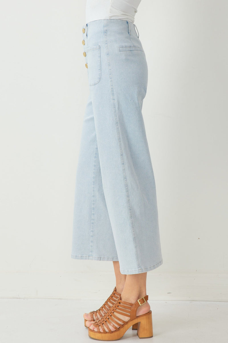 Lois High Waisted Button Fly Cropped Jeans