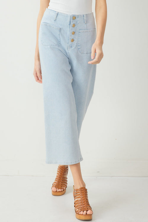 Lois High Waisted Button Fly Cropped Jeans