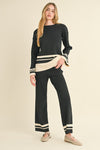 Meda Knit Contrast Long Sleeve Top & Pant Set