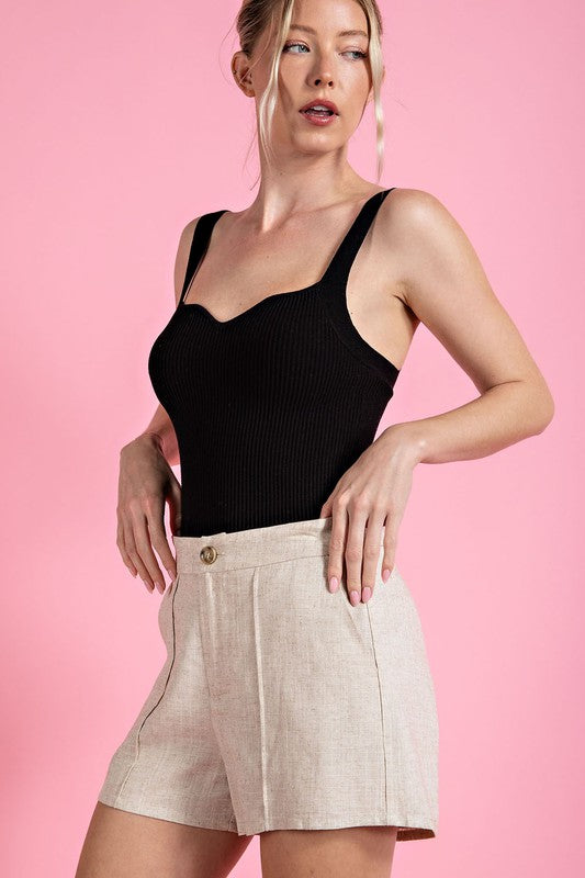 Marjorie Linen Dress Shorts - Natural (See Matching Blazer)