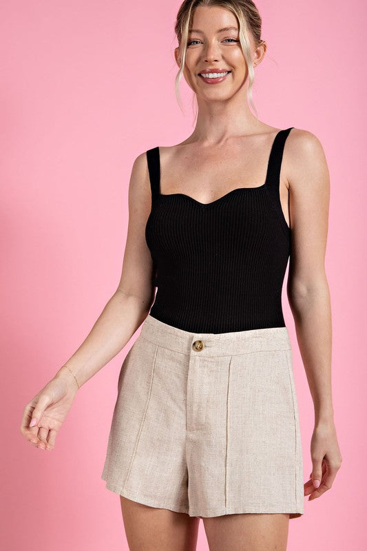 Marjorie Linen Dress Shorts - Natural (See Matching Blazer)