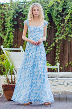 Kaia Floral Off Shoulder Smocked Maxi Dress