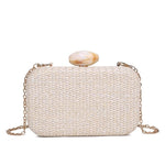 Tenay Woven Marble Detail Closure Clutch - Natural
