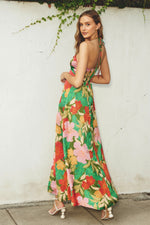 Bridgette Halter Side Slit Maxi Dress - Floral