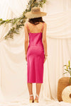 Laurel Cowl Neck Satin Midi dress - Pink