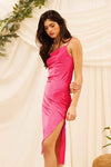 Laurel Cowl Neck Satin Midi dress - Pink