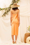 Laurel Cowl Neck Satin Midi dress - Apricot