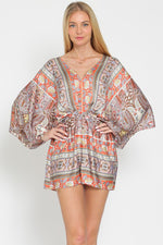 Paisleigh Kimono Sleeve  Romper - Camel Paisley