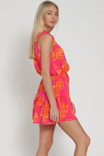 Chrissy Tropical Sleeveless Button Down Romper