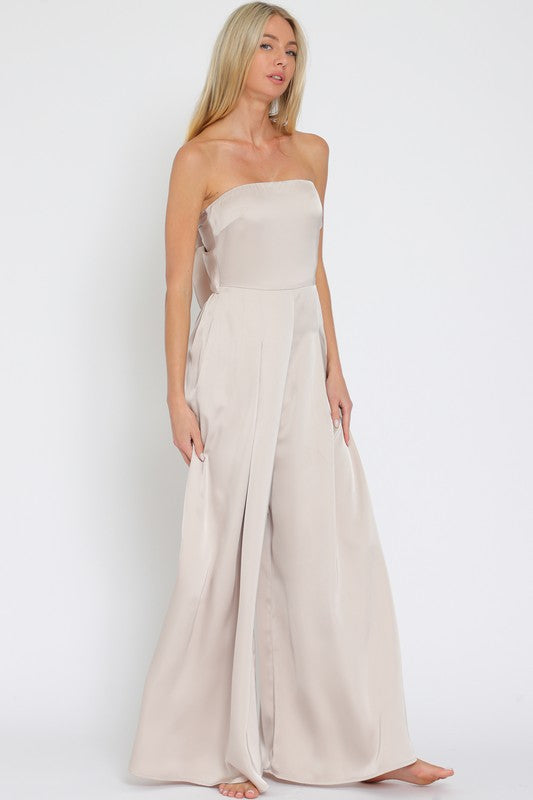 Denise Strapless Tie Back Jumpsuit - Champagne