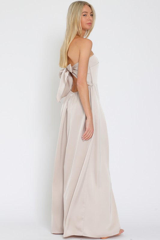 Denise Strapless Tie Back Jumpsuit - Champagne