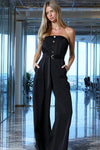 Delia Satin Strapless Belted Jumpsuit