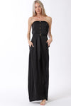 Delia Satin Strapless Belted Jumpsuit