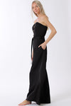 Delia Satin Strapless Belted Jumpsuit