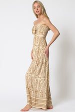 Maybel Strapless Tie Front Smocked Back Jumpsuit