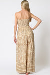 Maybel Strapless Tie Front Smocked Back Jumpsuit