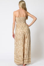 Maybel Strapless Tie Front Smocked Back Jumpsuit