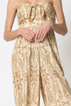 Maybel Strapless Tie Front Smocked Back Jumpsuit