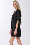 Gina Kimono Sleeve Tie Front Romper - Black