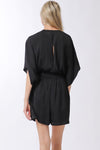 Gina Kimono Sleeve Tie Front Romper - Black