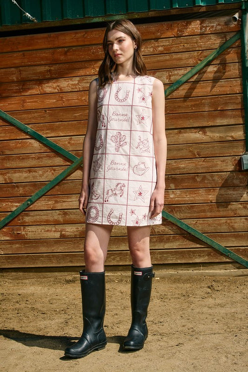 Magnolia Western Print Shift Mini Dress