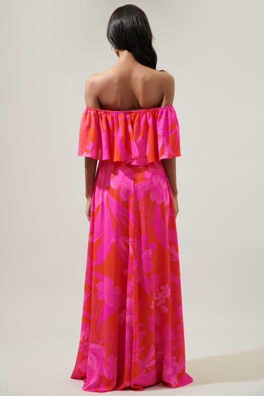 Emmalina Floral Off Shoulder Ruffle Maxi Dress