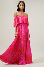 Emmalina Floral Off Shoulder Ruffle Maxi Dress