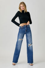Krista High - Rise Distressed Wide Leg Jeans