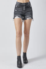 Basilia High Rise Denim Shorts - Black