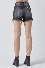 Basilia High Rise Denim Shorts - Black