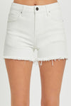 Kallisto High Rise Frayed Denim Shorts - White