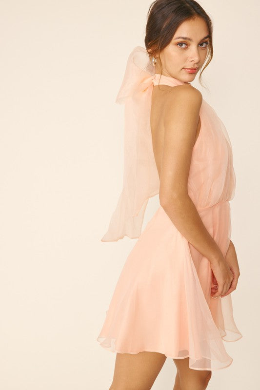 catherine mini dress Catherine Neutral Mini Dress with Tie Waist