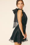Catherine Halter Bow Detail Mini Dress - Black