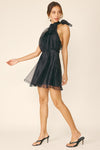 Catherine Halter Bow Detail Mini Dress - Black