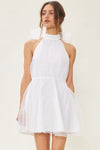 Catherine Halter Bow Detail Mini Dress - White