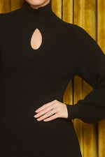 Sammie Mock Neck Sweater Mini Dress - Black