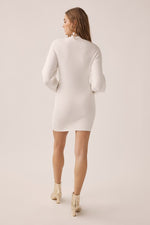 Sammie Mock Neck Sweater Mini Dress - White