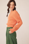 Ilaria Back V-Neck Knit Sweater Top - Orange
