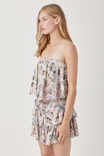Ivy Floral Tube Top Ruffle Romper - Floral