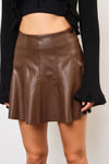 Victoria Faux Leather Skort - Brown