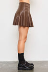 Victoria Faux Leather Skort - Brown