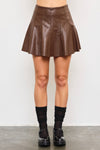 Victoria Faux Leather Skort - Brown