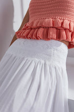 Sarabeth Lace Trim Smocked Waist Maxi Skirt