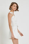 Alora Belted Shorts And Peplum Top Set - White