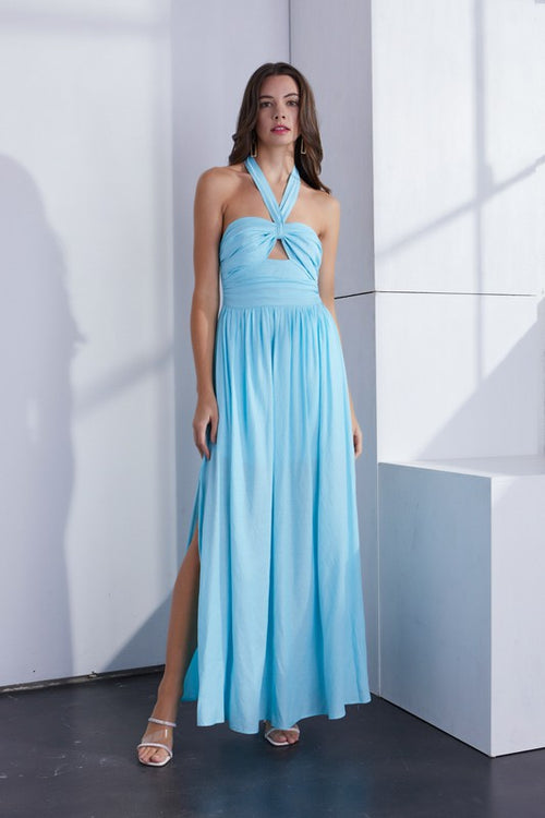 Gianni Halter Back Cut Out Maxi Dress