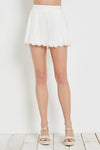 Nerine Scallop Hem Top And Shorts Set - White