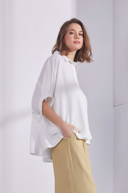 Amanita Relaxed Fit Dolman Sleeve Top - White